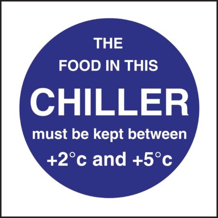 Vogue Chiller Display Temp Sign - 100x100mm 4x4" (Self-Adhesive)