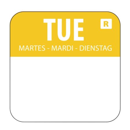Hygiplas Day of the Week Removable Label Tuesday 1'' (Roll 1000)