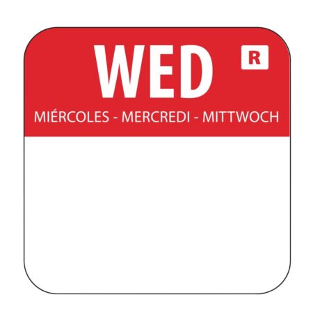 Hygiplas Day of the Week Removable Label Wednesday 1'' (Roll 1000)