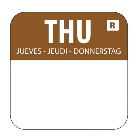 Hygiplas Day of the Week Removable Label Thursday 1'' (Roll 1000)