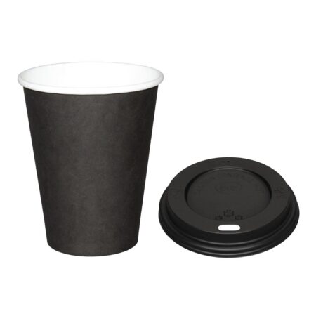 Fiesta Hot Cups Single Wall Black with Black Lid - 228ml 8oz (Box 1000)