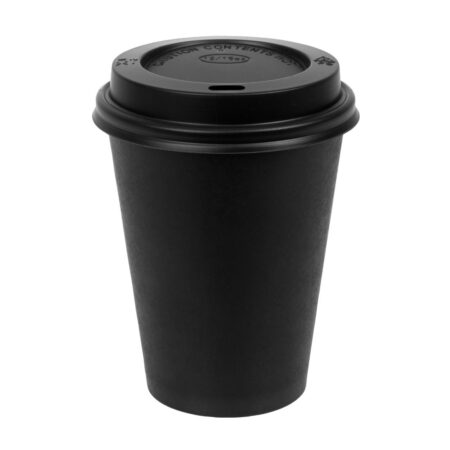 Fiesta Hot Cups Single Wall Black with Black Lid - 340ml 12oz (Box 1000)