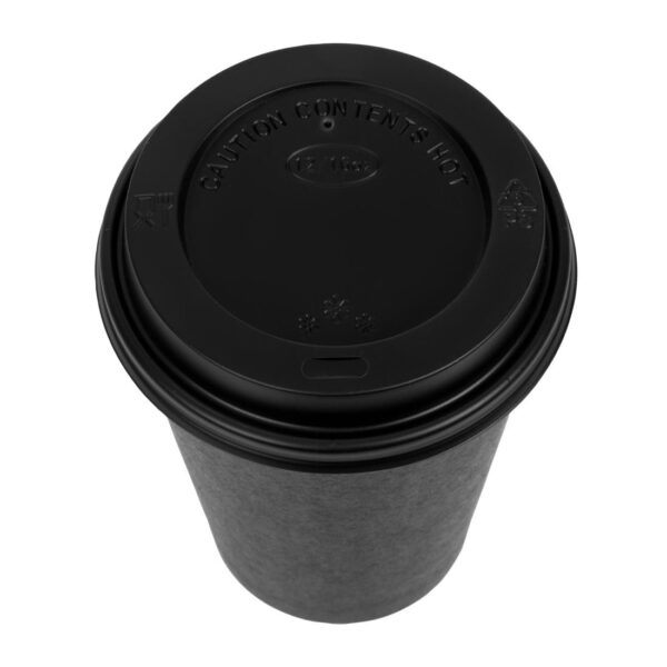 Fiesta Hot Cups Single Wall Black with Black Lid - 340ml 12oz (Box 1000) - Image 3