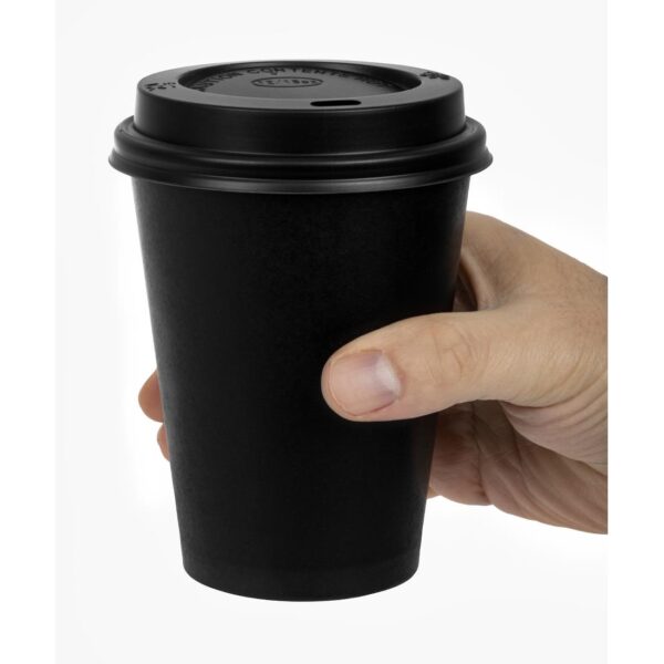 Fiesta Hot Cups Single Wall Black with Black Lid - 340ml 12oz (Box 1000) - Image 6