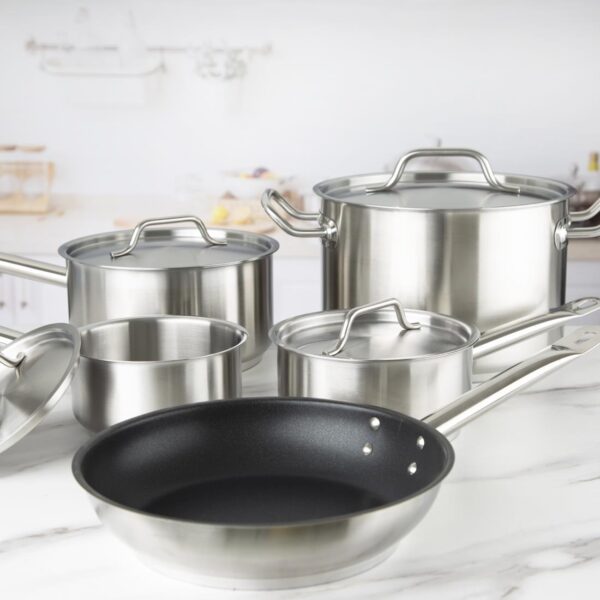 Vogue St/St Saucepan Stewpan & Frypan Set - Image 8