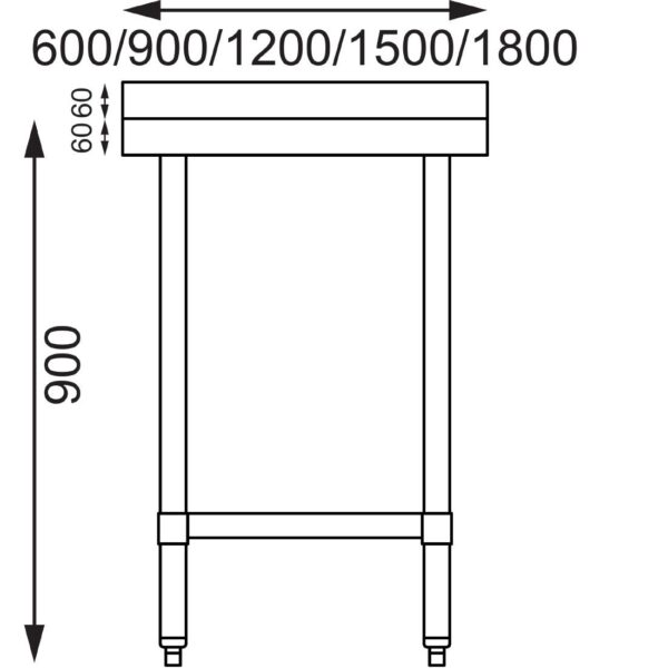 Vogue Wall Table St/St - 900x600mm 35 1/2x23 1/2" (60mm Upstand) - Image 2