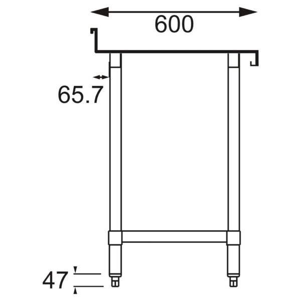 Vogue Wall Table St/St - 900x600mm 35 1/2x23 1/2" (60mm Upstand) - Image 10