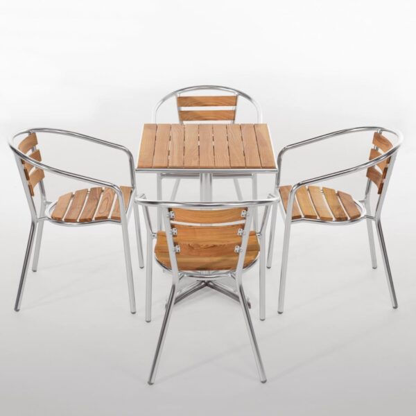 Bolero 60cm Square Ash Table with Aluminium Rim & Pre-treated top 3kg base - Image 2