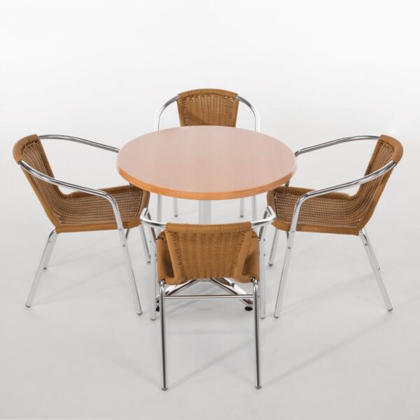 Bolero Natural Wicker Chair with Aluminium Frame (Pack 4) - Image 2