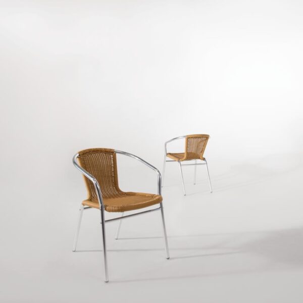Bolero Natural Wicker Chair with Aluminium Frame (Pack 4) - Image 6