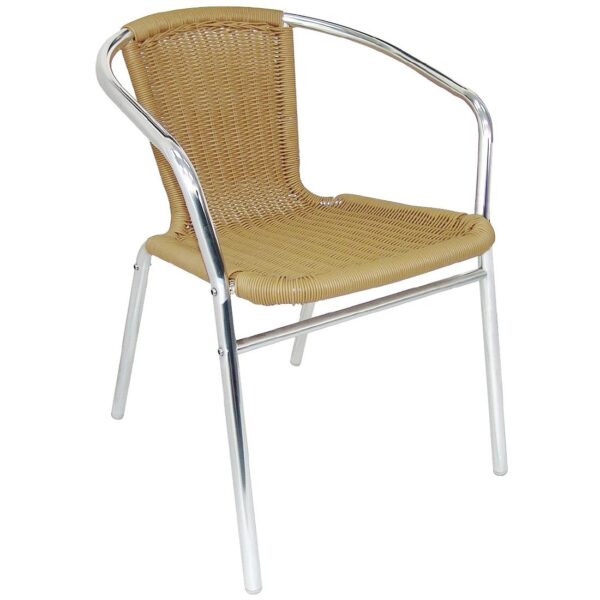 Bolero Natural Wicker Chair with Aluminium Frame (Pack 4) - Image 9