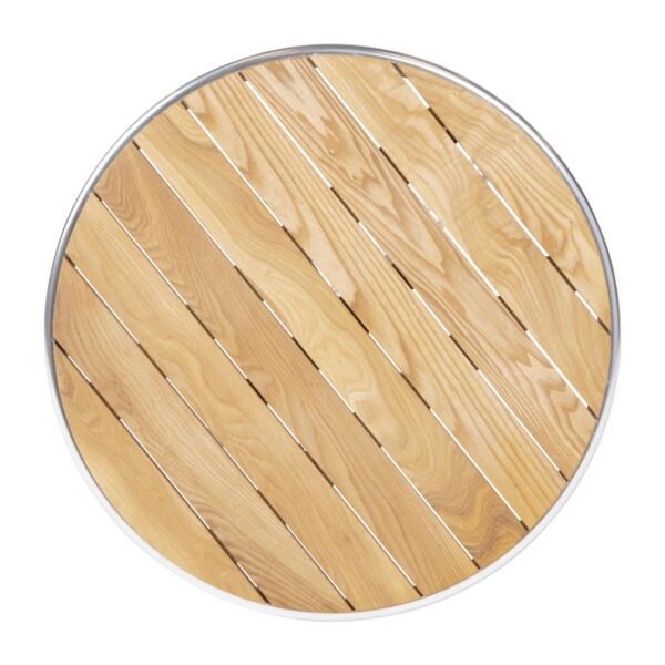 Bolero Round Pedestal Bistro Table Ash & Alu. Top - 600mm - Image 2