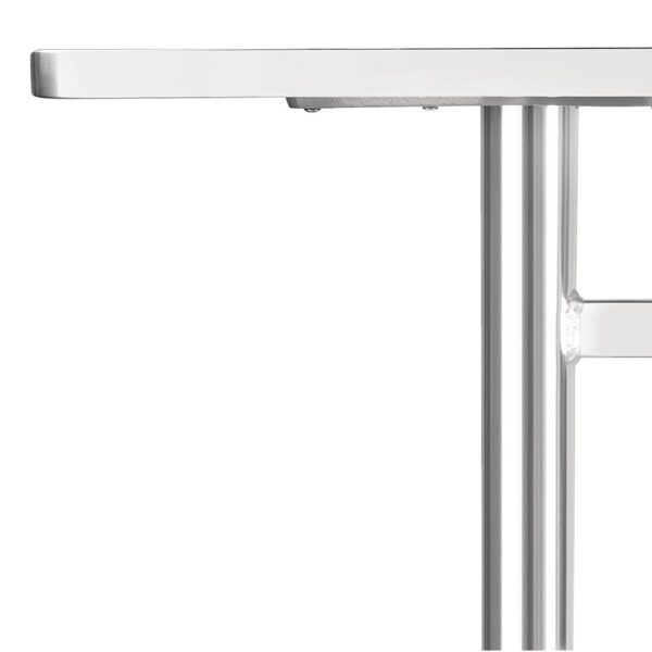 Bolero Rectangular Pedestal Table St/St Top & Alu. Rim - 1200x600mm - Image 2