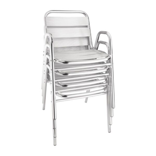 Bolero Stacking Aluminium Chair with Arched Arms (Pack 4) - Image 4