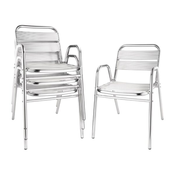 Bolero Stacking Aluminium Chair with Arched Arms (Pack 4) - Image 5