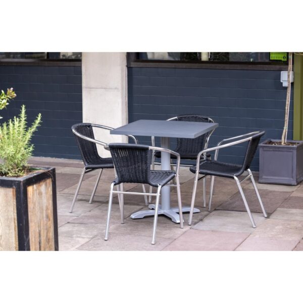 Bolero Black Wicker Chair with Aluminium Frame (Pack 4) - Image 4