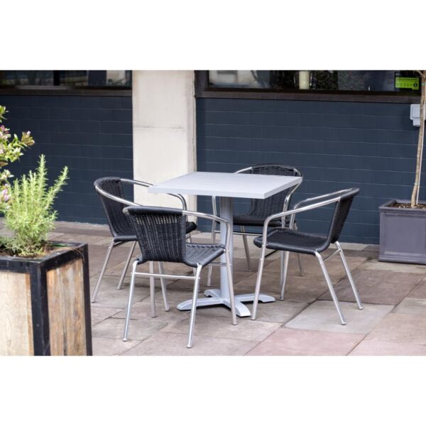 Bolero Black Wicker Chair with Aluminium Frame (Pack 4) - Image 5