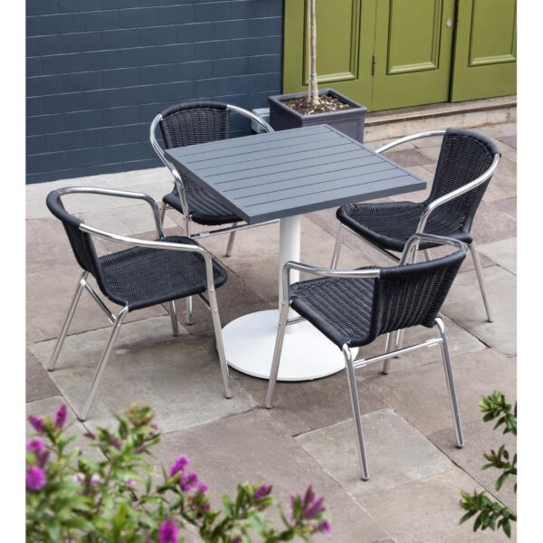 Bolero Black Wicker Chair with Aluminium Frame (Pack 4) - Image 8