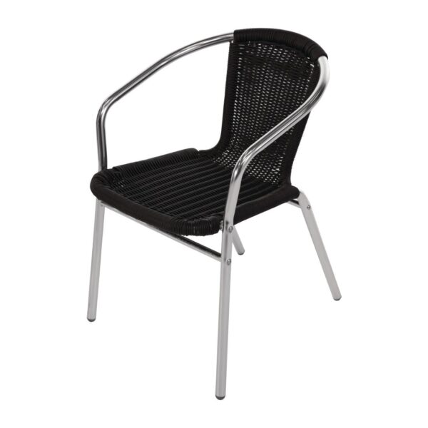 Bolero Black Wicker Chair with Aluminium Frame (Pack 4) - Image 10