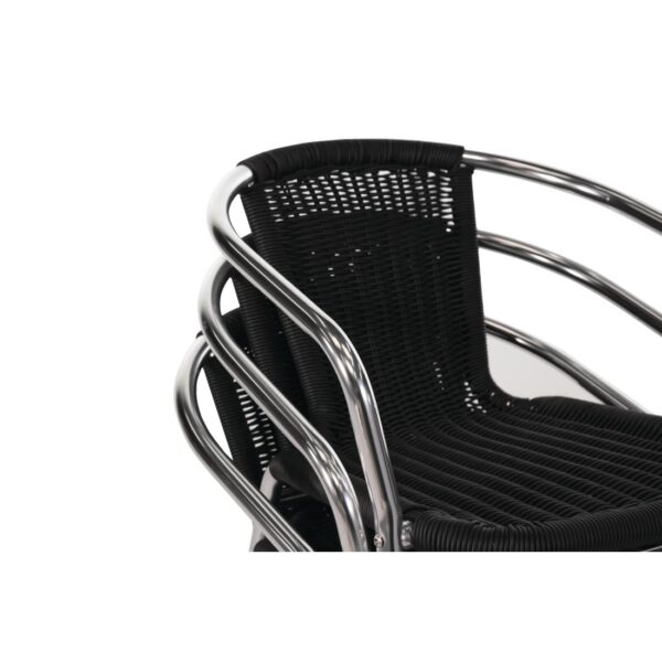 Bolero Black Wicker Chair with Aluminium Frame (Pack 4) - Image 11