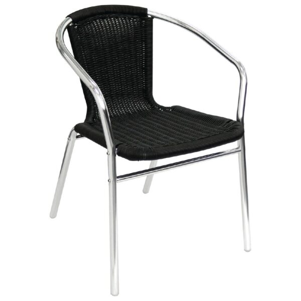 Bolero Black Wicker Chair with Aluminium Frame (Pack 4) - Image 14