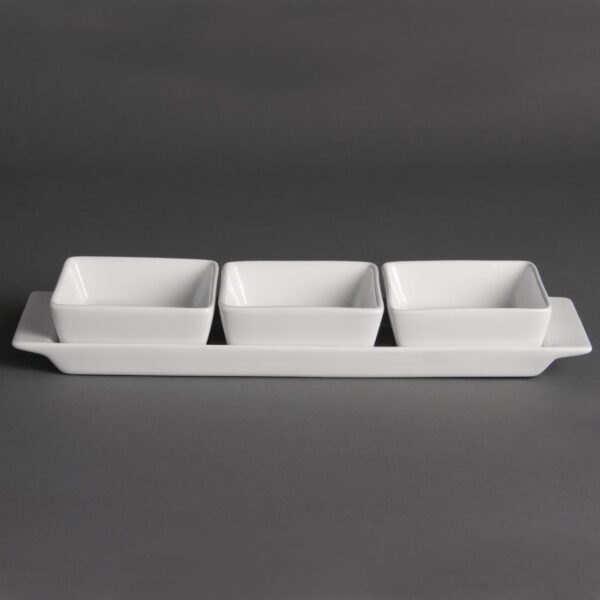 Olympia Whiteware 3 Section Dishes with Plate - 300x90mm (Box 2) - Image 4