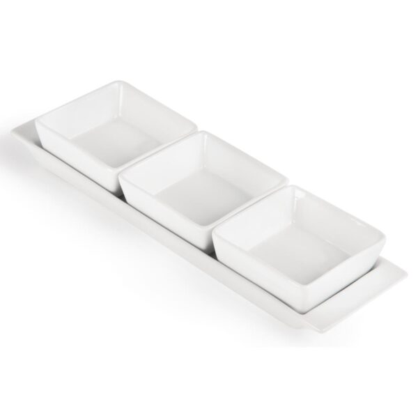 Olympia Whiteware 3 Section Dishes with Plate - 300x90mm (Box 2) - Image 2