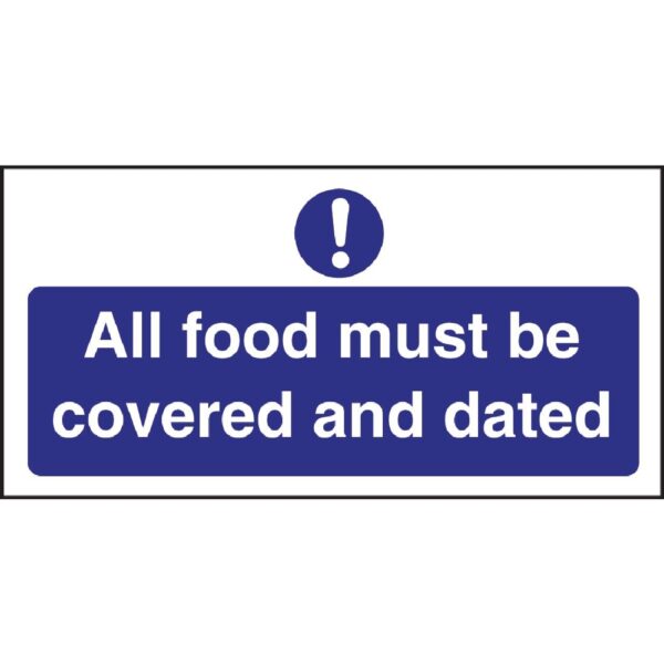 Vogue All Food Covered & Dated Sign - 200x100mm 8x4" (Self-Adhesive) - Image 2