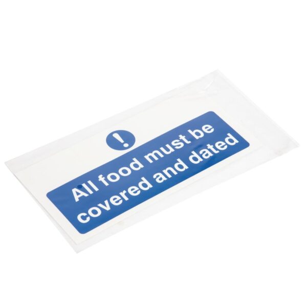 Vogue All Food Covered & Dated Sign - 200x100mm 8x4" (Self-Adhesive) - Image 3