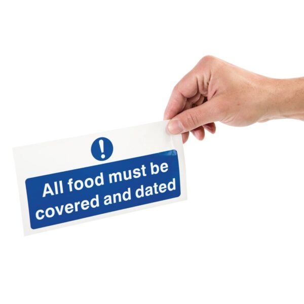 Vogue All Food Covered & Dated Sign - 200x100mm 8x4" (Self-Adhesive) - Image 4