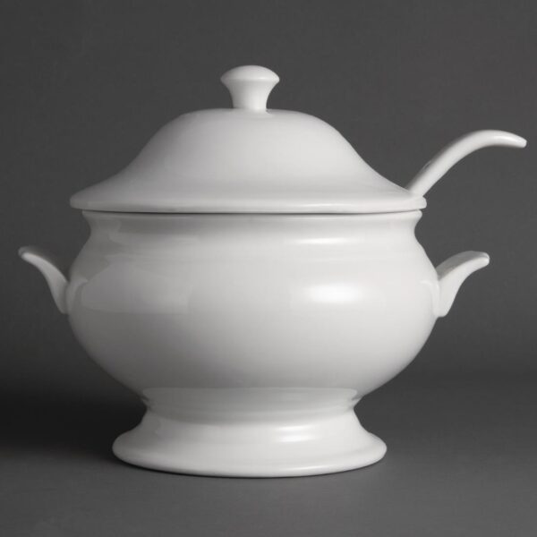 Olympia Whiteware Soup Tureen & Ladle White - 2.5Ltr 88oz 227x250mm 9x9 3/4" - Image 5