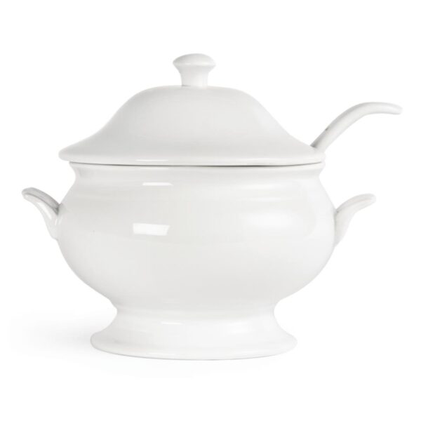 Olympia Whiteware Soup Tureen & Ladle White - 2.5Ltr 88oz 227x250mm 9x9 3/4" - Image 2