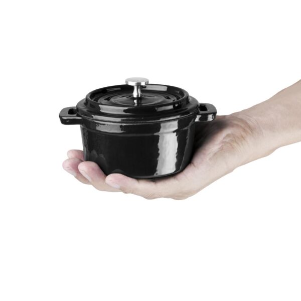Vogue Cast Iron Mini Round Pot Black - 240ml - Image 4
