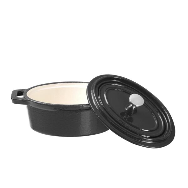 Vogue Cast Iron Mini Oval Pot Black - 315ml 10 1/2fl oz - Image 4