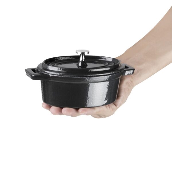 Vogue Cast Iron Mini Oval Pot Black - 315ml 10 1/2fl oz - Image 5