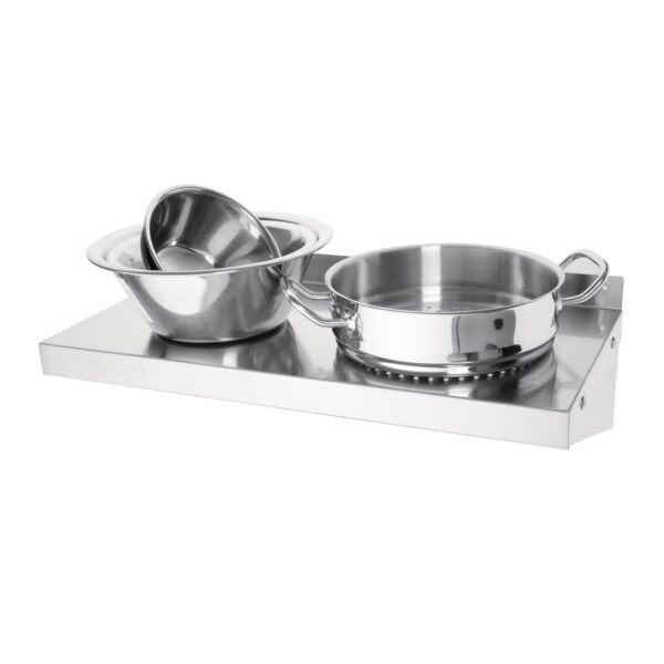 Vogue Wall Shelf with Brackets St/St - 600x300mm - Image 7