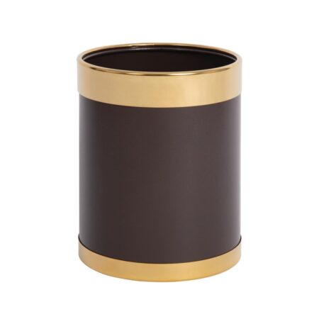 Bolero Brown Waste Paper Bin with Gold Rim - 10.2Ltr