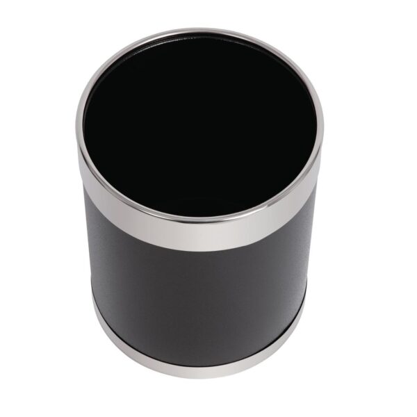 Bolero Black Waste Paper Bin with Silver Rim - 10.2Ltr - Image 3