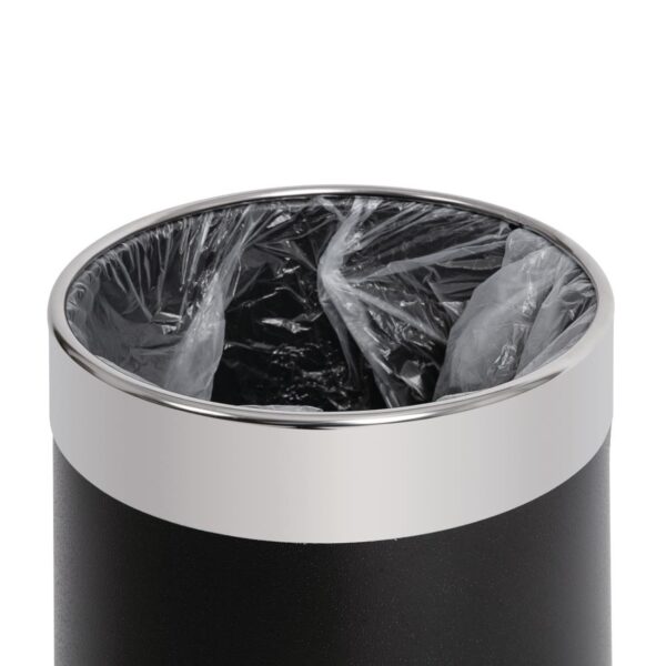 Bolero Black Waste Paper Bin with Silver Rim - 10.2Ltr - Image 5