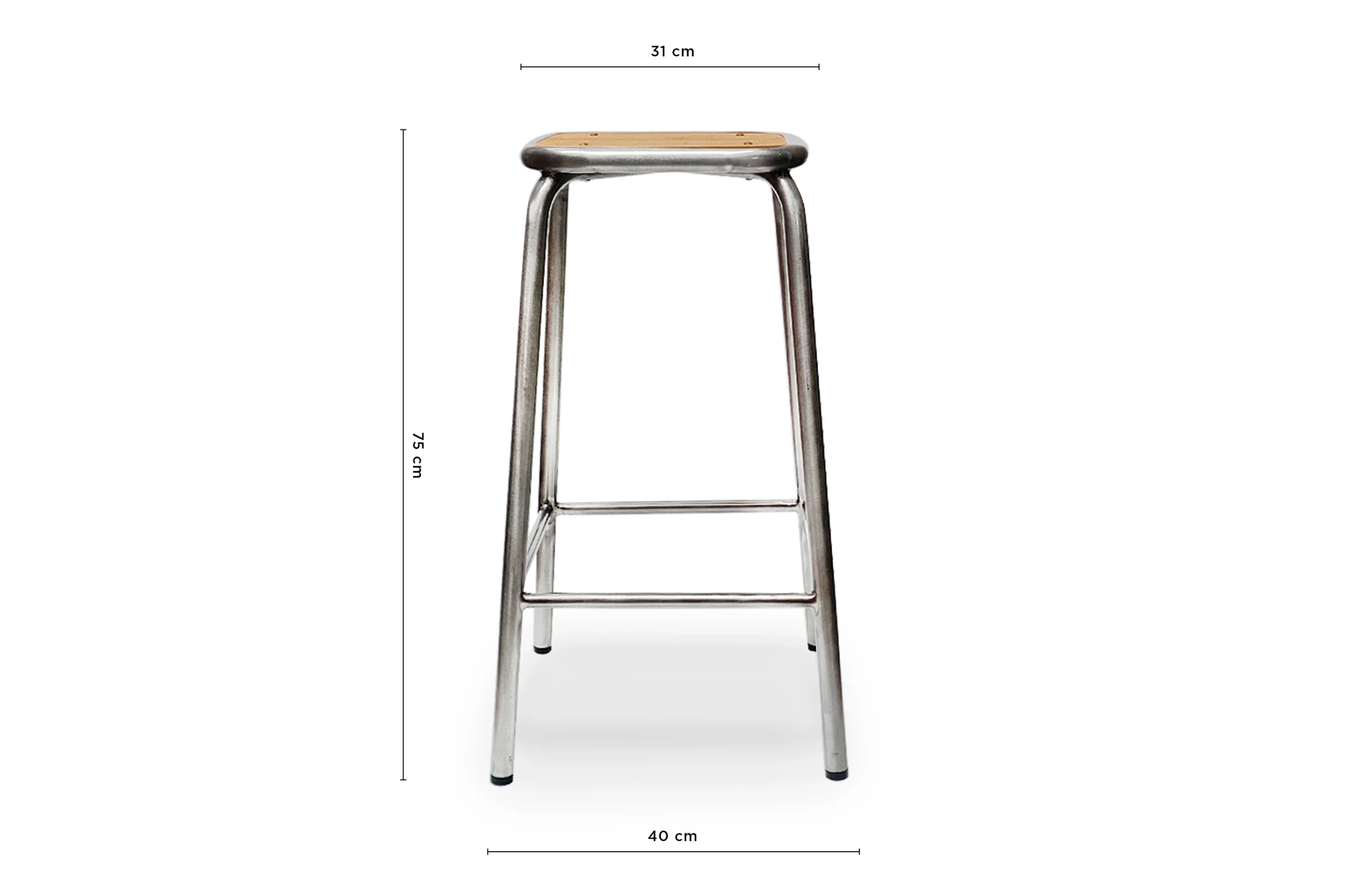 Saint Tropez Bistro Barstool 75cm – Metal / Natural Top - Image 2