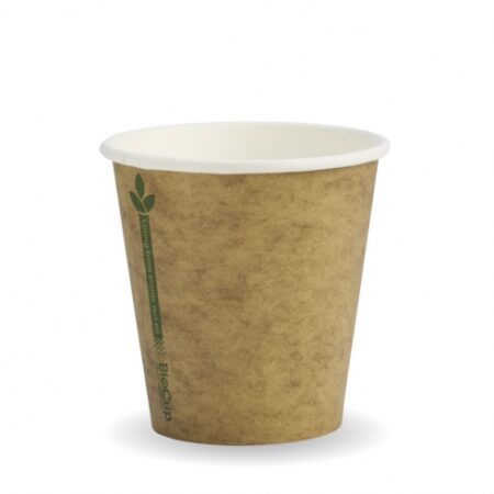 230ml / 6oz (80mm) Kraft Green Line Single Wall BioCup