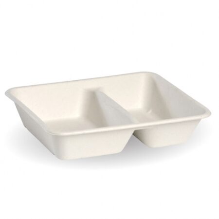 2-Compartment White BioCane Takeaway Base