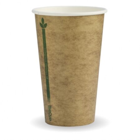 350ml / 12oz (80mm) Kraft Green Line SingleWall BioCup