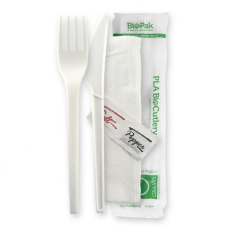 16.5cm / 6.5" PLA Knife, Fork, Napkin, Salt & Pepper Set