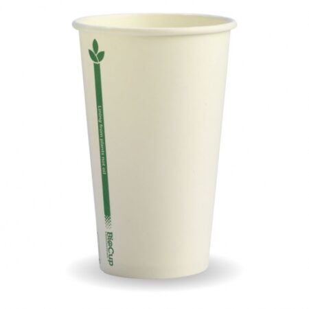 350ml / 12oz (80mm) White Green Line Single WallBioCup