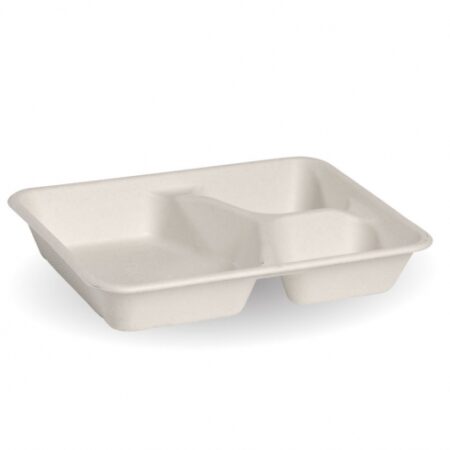 3-Compartment White BioCane Takeaway Base