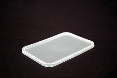 Plastic Container Rectangle Ribbed - Clear Lid