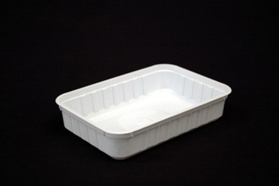 Plastic Container Rectangle Ribbed - White 500ml