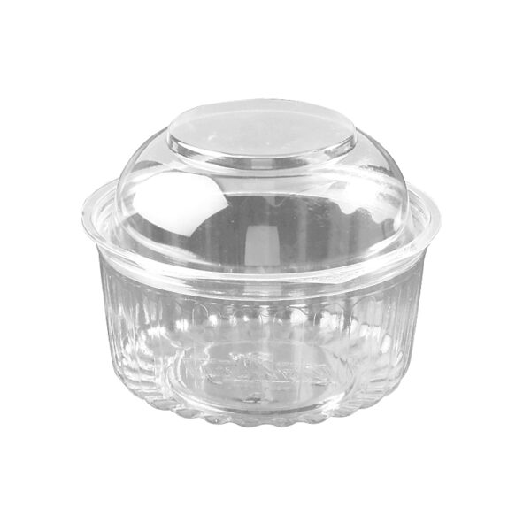 Biodegradable Plastic Container Round - Hinged Dome Lid 341ml