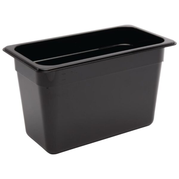 Vogue Black Polycarbonate 1/3 Gastronorm Container 200mm